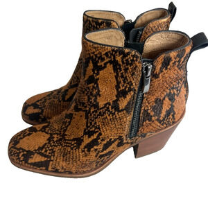 Sofft Brown and Black Snake-Print Ankle Booties